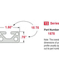 Hella Sturdy 1.5 By 0.75 Inch Clear Anodized Aluminum T Slot Extrusion Bar 15 Series part number 1575 with dimensions shown.