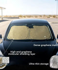 Custom Fit Windshield Sunshade For Hummer Ev Suv Blocks Blazing Heat And Ultraviolet Rays in dense graphene material.