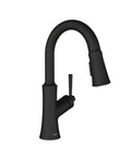 hansgrohe Joleena Pull Down Kitchen Faucet, Transitional, Magnetic Hand Sprayer, 1-Handle, 1.75 GPM, Matte Black, 04112670, sleek curved design