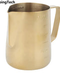 Gold 350Ml Stainless Steel Milk Frothing Cup With Clear Scale For Home Or Office Use Barista Grade Milk Frother Pitcher With Measurement