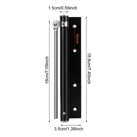 Silent Door Closer With Adjustable Speed Stainless Steel Self Closing Hinge Heavy Duty Gray Finish dimensions view