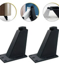 Two Pack Adjustable Aluminum Alloy Furniture Feet Replacement Legs For Cabinets And Tables, black finish, shown with close-ups