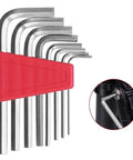 Heavy Duty 8 Piece Metric Hex Wrench Kit With Dual Arm Design Ranging From 1.5mm To 6mm For Tough Auto Home And Bike Repairs Made Of Hardened Steel, red holder