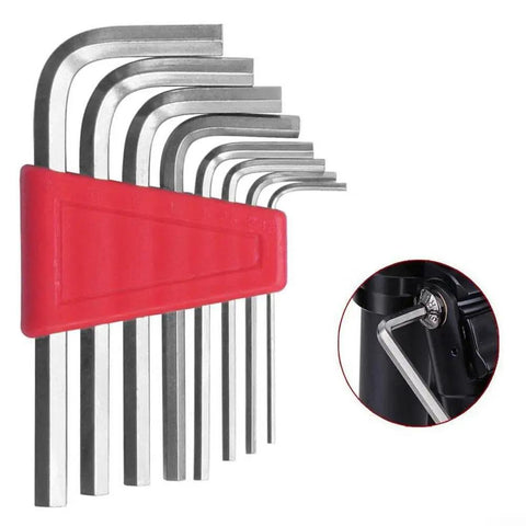 Heavy Duty 8 Piece Metric Hex Wrench Kit With Dual Arm Design Ranging From 1.5mm To 6mm For Tough Auto Home And Bike Repairs Made Of Hardened Steel, red holder