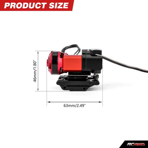 Beefed Up 2 Speed Brushless Gearbox Kit For 1/18 Traxxas TRX4M Upgrades With 3500KV Motor And 30A ESC CNC Aluminum side view with dimensions