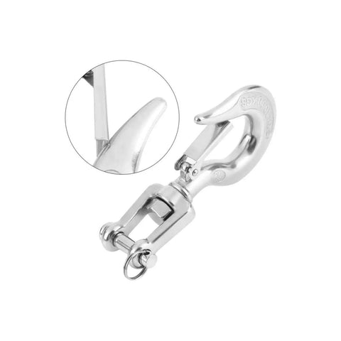 Rock Solid 304 Stainless Steel Swivel Lifting Hook Heavy Duty Up To 1000Kg with locking safety eye and smooth pivot detail.