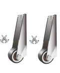 Heavy Duty Gate Caster Wheels Two Pack With Long L Bracket Hardware, steel wheels for sliding gates, durable design.