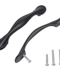 30 Pack Black Stainless Steel Cabinet Handles And Drawer Pulls For Kitchen Cabinets Cupboards And Furniture Hardware Includes 20mm And 30mm Screws Overall Length 5.51 Inches Hole Centers Three And Three Quarters Inches, with screws