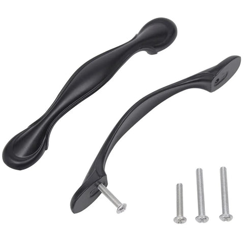 30 Pack Black Stainless Steel Cabinet Handles And Drawer Pulls For Kitchen Cabinets Cupboards And Furniture Hardware Includes 20mm And 30mm Screws Overall Length 5.51 Inches Hole Centers Three And Three Quarters Inches, with screws