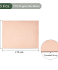 Image of Five Piece FR4 Copper Clad PCB Boards Single Sided Blank For DIY Electronics Etching And Circuit Projects Great For Hobbies with dimensions.