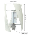 Front view of 100W Vertical Axis Wind Turbine Kit For Home Power With Controller And 4 Blade Permanent Magnet Generator Built For Hybrid Solar Wind Systems That Delivers Plug And Play Power Quiet Durable Performance White 12V Wind Turbine