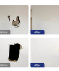 Before and after of wall repaired using All In One Drywall Repair Patch Kit For Large Holes 12 By 12 Inch Panel Quick And Easy Fix