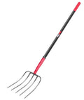 5 Tine Pitch Fork Heavy Duty Manure Fork With Long Fiberglass Handle 58 Inch For Farm Garden Yardwork And Compost Turning A Workhorse No Weld Head Built For Tough Dirt And Loose Materials