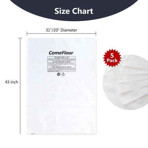 Heavy Duty Clear Plastic Dust Collection Replacement Bags For 20 Inch Diameter Drums 43 Inch Length 5 Pack Fit Woodworking Dust Collector System