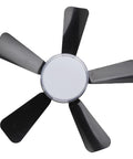 Fafeicy Ceiling Fan Lamp with Light, Dimmable 3 Color Temperatures Quiet with five black blades and circular light.