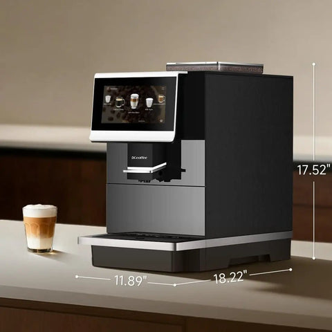 Fully Automatic Espresso Machine With Ceramic Flat Burrs And Nine Grind Size Options, 7 Inch HD Touchscreen, large water tank, office use