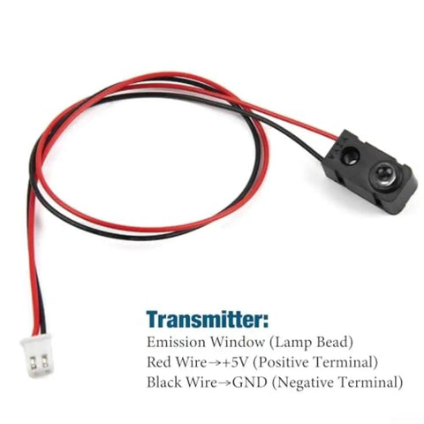 Infrared Break Beam Sensor Module Kit 5 Pack For Arduino DIYers, 3mm LED, with cable showing transmitter setup and wiring guide.