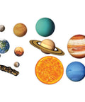 Giant Magnetic Solar System Kit For Classrooms And Home Use, Kid Friendly 12 Piece Earth Moon Sun Model With Planets on white background