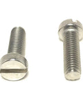 M6 X 20 Millimeter Stainless Steel Slotted Cheese Head Machine Screw A2 70 Hardware close-up view of screws showing slotted heads.