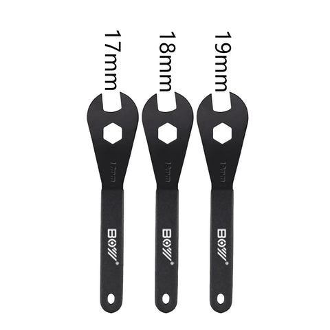 Bike Cone Wrench Set Three Piece 17mm 18mm 19mm Carbon Steel for Bicycle Wheel Hub Axle Nut Install Remover and Repair Tool