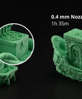3D printer models comparing 0.2mm and 0.4mm nozzle outputs for Hotend With Nozzle For X1 Carbon And P1 Series 3D Printers.