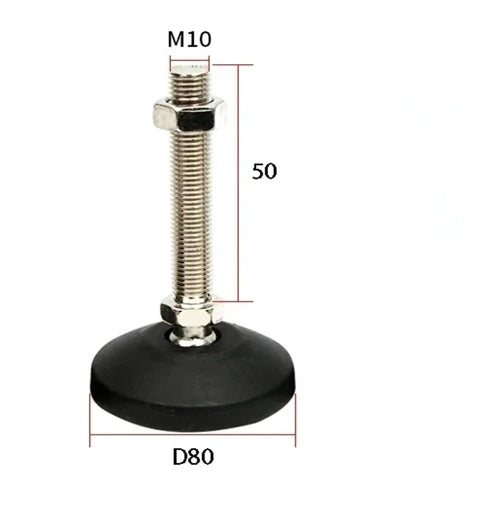 Universal Adjustable Leveling Feet With Swivel Base And Articulating Legs Provide Dead Set Stability For Heavy Gear And Furniture M10 threaded mount and nylon base.