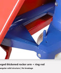 Detailed view of forged thickened rocker arm and ring rod on Heavy Duty Manual Pallet Truck Slams 8 Ton Loads.