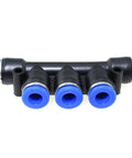 Five Way Inline Manifold Fittings Push In Quick Connect For 6mm Tube Outer Diameter 1/4 Inch Air Line High Pressure 0 To 150 PSI Plastic