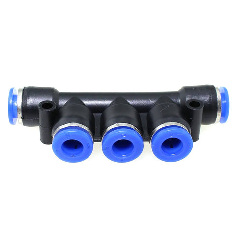 Five Way Inline Manifold Fittings Push In Quick Connect For 6mm Tube Outer Diameter 1/4 Inch Air Line High Pressure 0 To 150 PSI Plastic