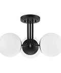 3 Light Dope Matte Black Semi Flush Mount Ceiling Light Fixture Modern Globe Sputnik Chandelier For Kitchen Bedroom Bathroom Living Room