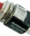 Red 12V DC Momentary Push Button Switch, Normally Open SPST, 1 Amp, Fits Half Inch Hole, ideal for DIY projects and enclosures.