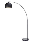 Arc Floor Lamp With Faux Black Marble Base And Black Bell Shade For Living Room Office Dining Room And Bedroom Mid Century Modern Vibe