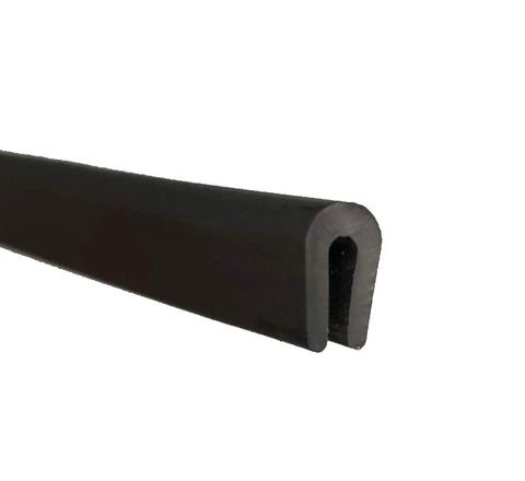 U Channel Edge Trim Rubber Seal EPDM Black 0.34 In High By 0.19 In Wide Ten Foot Length Adhesive Required For Install Flexible Durable Edge Guard