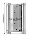 Built Tough Heavy Duty Cafe Saloon Door Swing Hinges 5 Inch Stainless Steel Self Closing Double Action 4 Pack With Pins And Screws Fits 1.57 To 1.77 Inch Thick Doors, front view