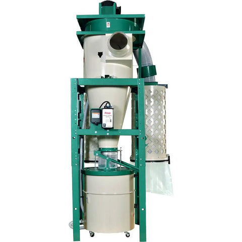 Heavy Duty 5 HP 3 Phase Cyclone Dust Collector With 55 Gallon Steel Drum And 215 Sq Ft Filter Surface For Industrial Woodworking