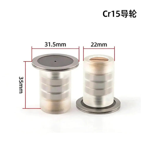 Cr15 Wire Cut EDM Guide Wheel Set With 22mm Outer Diameter And 35mm Length, Single Side Plastic Seat Pulley Roller, front view