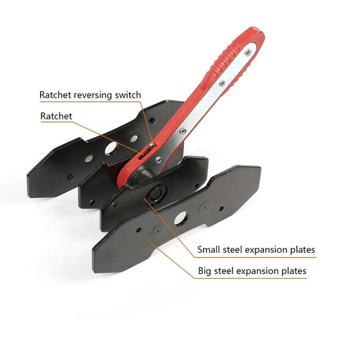 4 In 1 Universal Disc Brake Caliper Tool With 360 Degree Piston Spreaders, showing ratchet and steel plates for auto brake repair