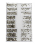 Top Shelf 486 Piece Stainless Steel Micro Screw Assortment Kit Featuring M1.2 M1.4 M2 Sizes in heavy duty plastic box.