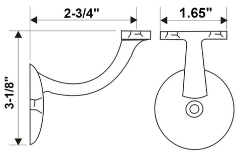 Technical diagram of Heavy Duty Zinc Die Cast Handrail Bracket Set, showing dimensions and design details.