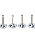 Set of four Built Tough Adjustable Furniture Levelers with twin mount holes in stainless steel for stable installation.