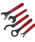 Premium ER16 ER20 ER25 ER32 Collet Chuck Spanner Wrench For CNC Milling Machine Lathe Tools, set of five heavy duty wrenches with red handles.