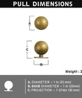 Set Of 12 Sleek Round Antique Brass Cabinet Knobs For Rustic Farmhouse To Modern Kitchen Upgrades with dimensions shown