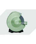 Multi Function Electric Bench Grinder Featuring Slick 5 Inch Polishing Grinding Wheel Plus Hella Reliable Knife Sharpener Tool Top Shelf 120 Watt Desktop Abrasive Polisher close-up view of the machine's grinder wheel.