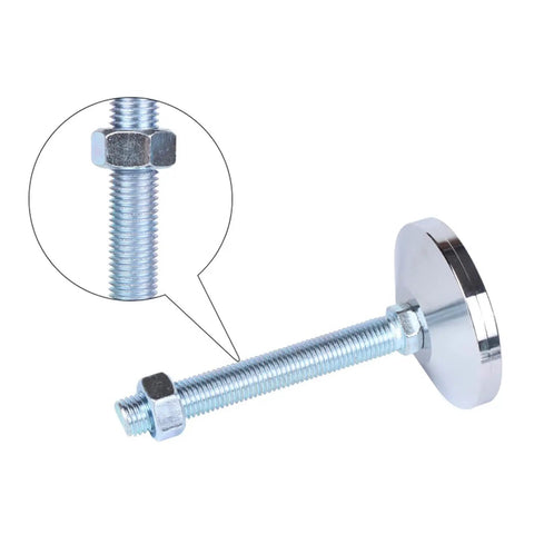 Kickass Heavy Duty Furniture Leveling Feet Four Pack Solid Carbon Steel M12 X 50mm adjustable leg showing thread and nut close-up.