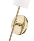 Side view of Olivia Wall Sconce in aged brass finish, 4.75 inch wide by 18.75 inch high, part of modern rustic lighting fixture.