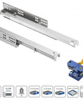 3D Adjustable Soft Close Full Extension Drawer Slides, Undermount Ball Bearing Runners, 250mm, Zinc Plated Steel, with Clips