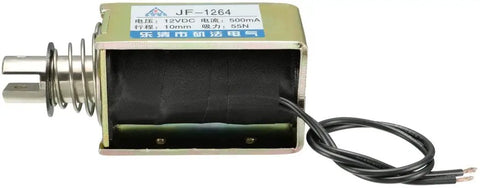 DC 12V 55N Open Frame Solenoid Electromagnet With 10mm Stroke Push Pull Type Linear Actuator For Precise Smooth Dialed In Motion Copper Coil Internal For Temperature Stability And Strong Adsorption Force, open-frame solenoid with spring and leads