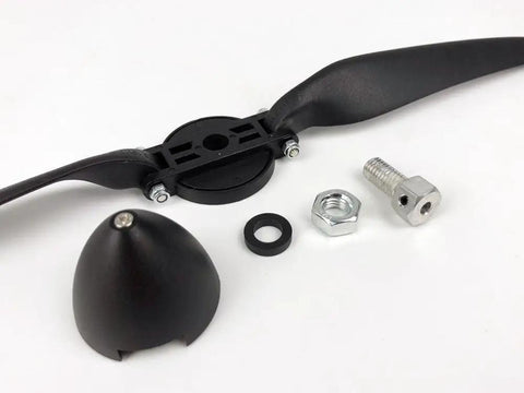 RC Folding Propeller 8x4.5 With 35mm Hub And Plastic Spinner Cap For RC Plane, Shaft Diameters 3.0/3.17/4.0/5.0mm, Includes Spinner Cap, Durable High Efficiency Prop For Smooth No Drama Flight