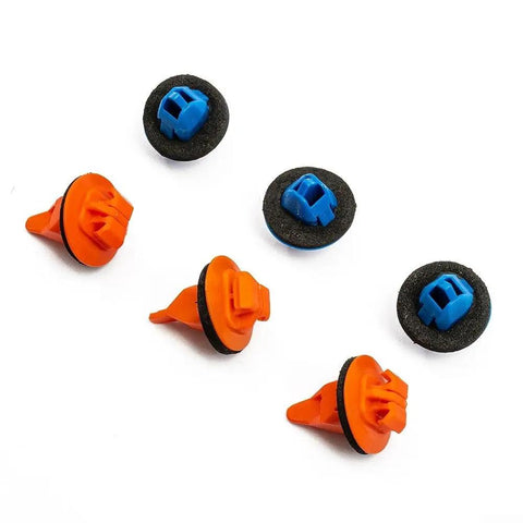 Premium Nylon Mudguard Flare Retainer Clip Kit Direct Replacement For Toyota Tacoma RAV4 Highlander FJ Cruiser 4Runner Fender Trim Bumper 38 Piece Multi Set Built Tough Weather Resistant Drop In Fit No Hassle Install Long Lasting Garage Gear, blue and orange nylon clips