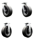 Top Shelf Heavy Duty Caster Set With Semi Pneumatic Tires For Utility Carts Includes Two Swivel And Two Rigid Quickswap Wheels displayed from multiple angles.